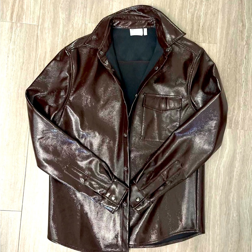 ASOS Women’s faux leather brown shirt jacket size small